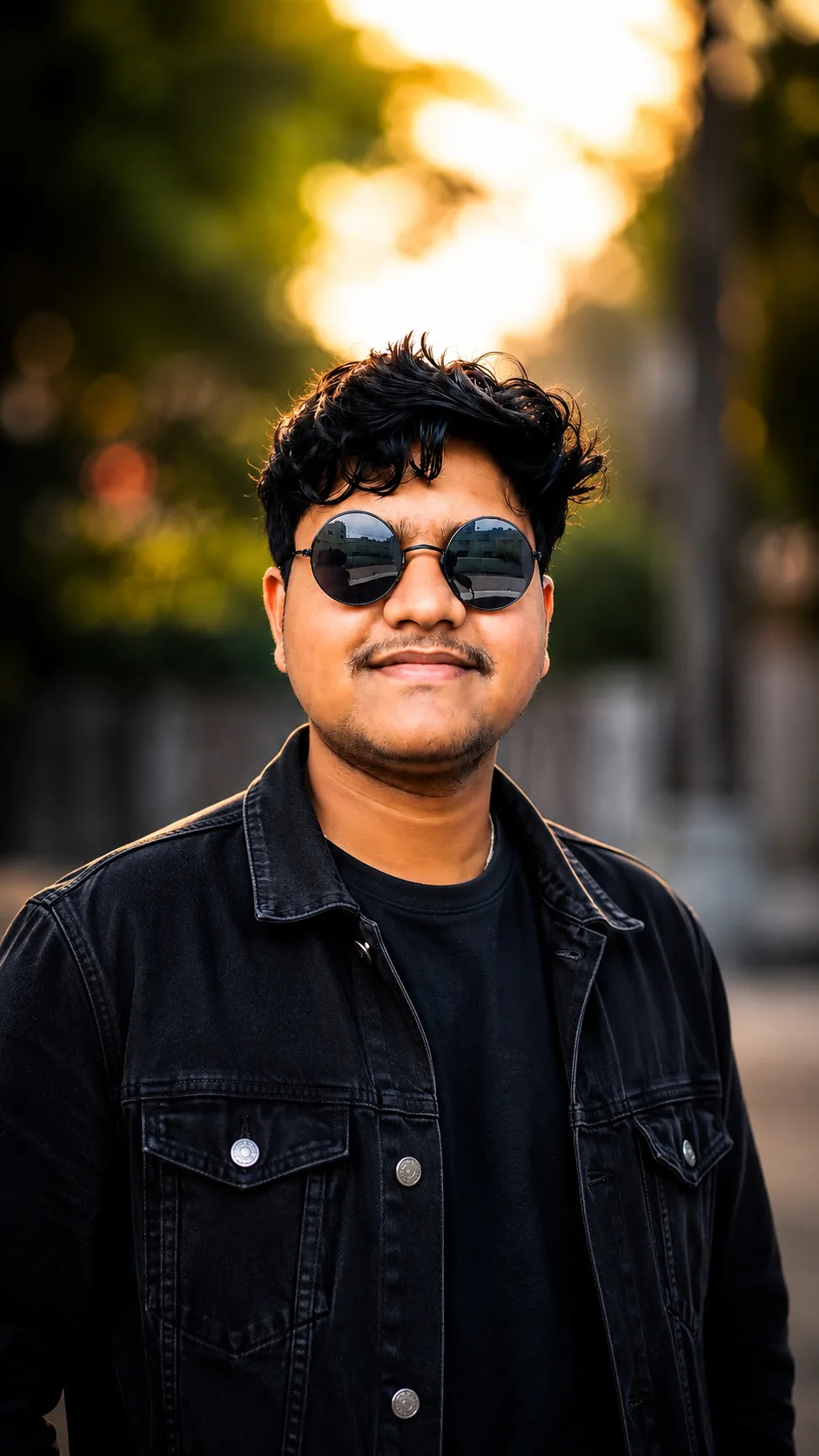Ayushman Mishra wearing sunglasses and a black jacket